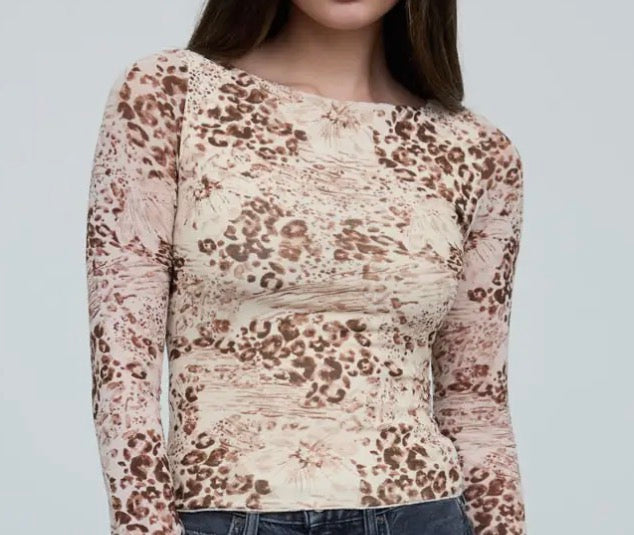 Floral Leopard Print Top