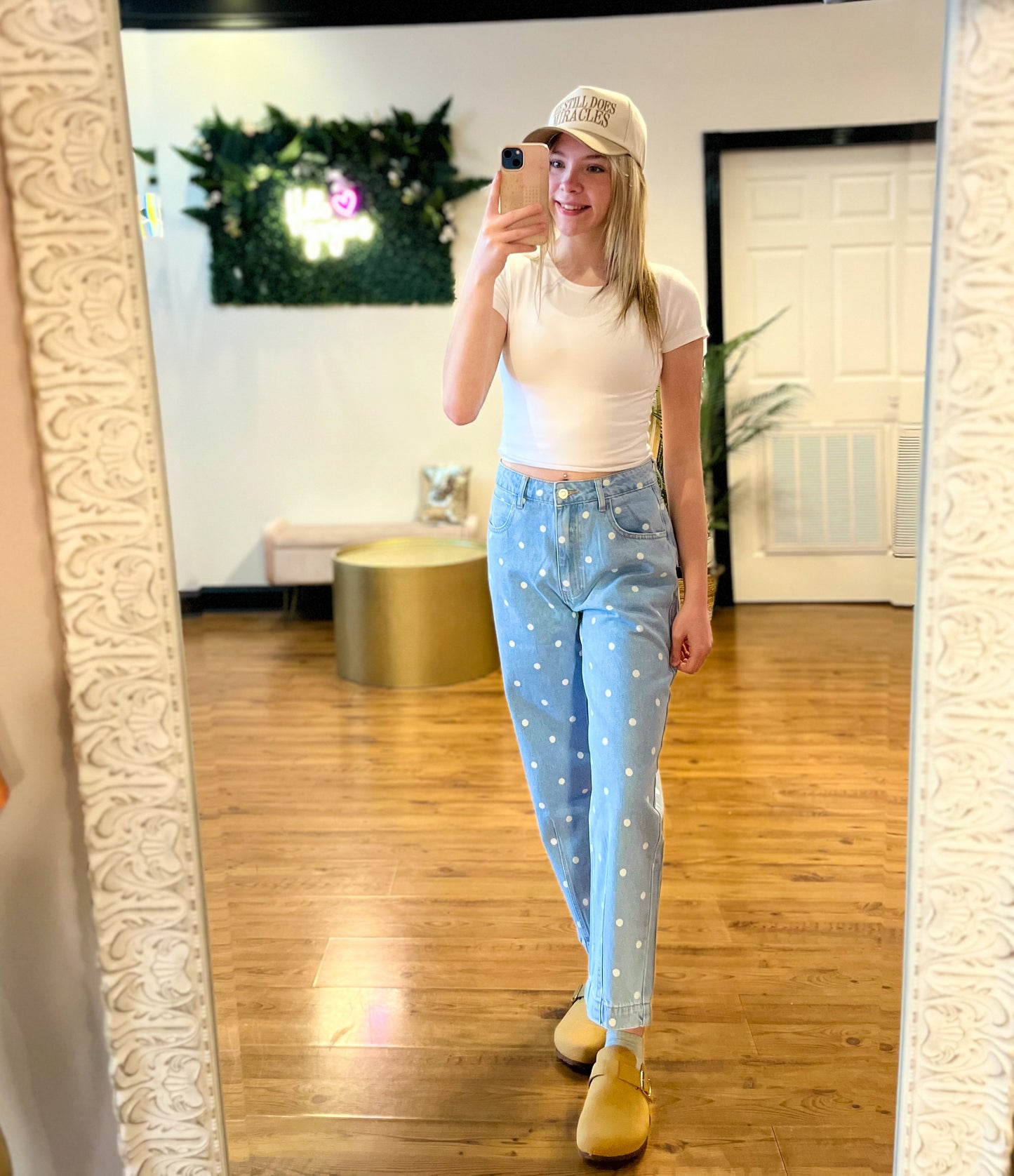 Playful Polka Dot Barrel Jeans