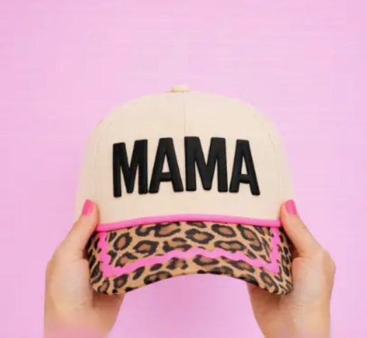 “Mama” Hat w/Leopard Bill