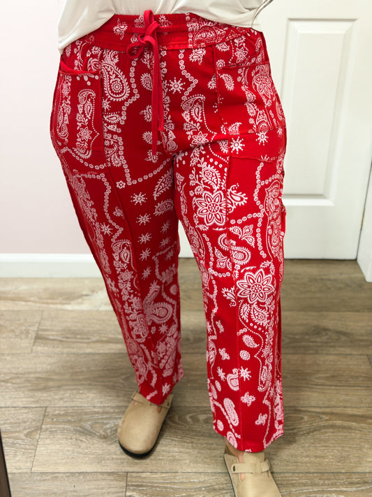 Printed Barrel Knit Pants