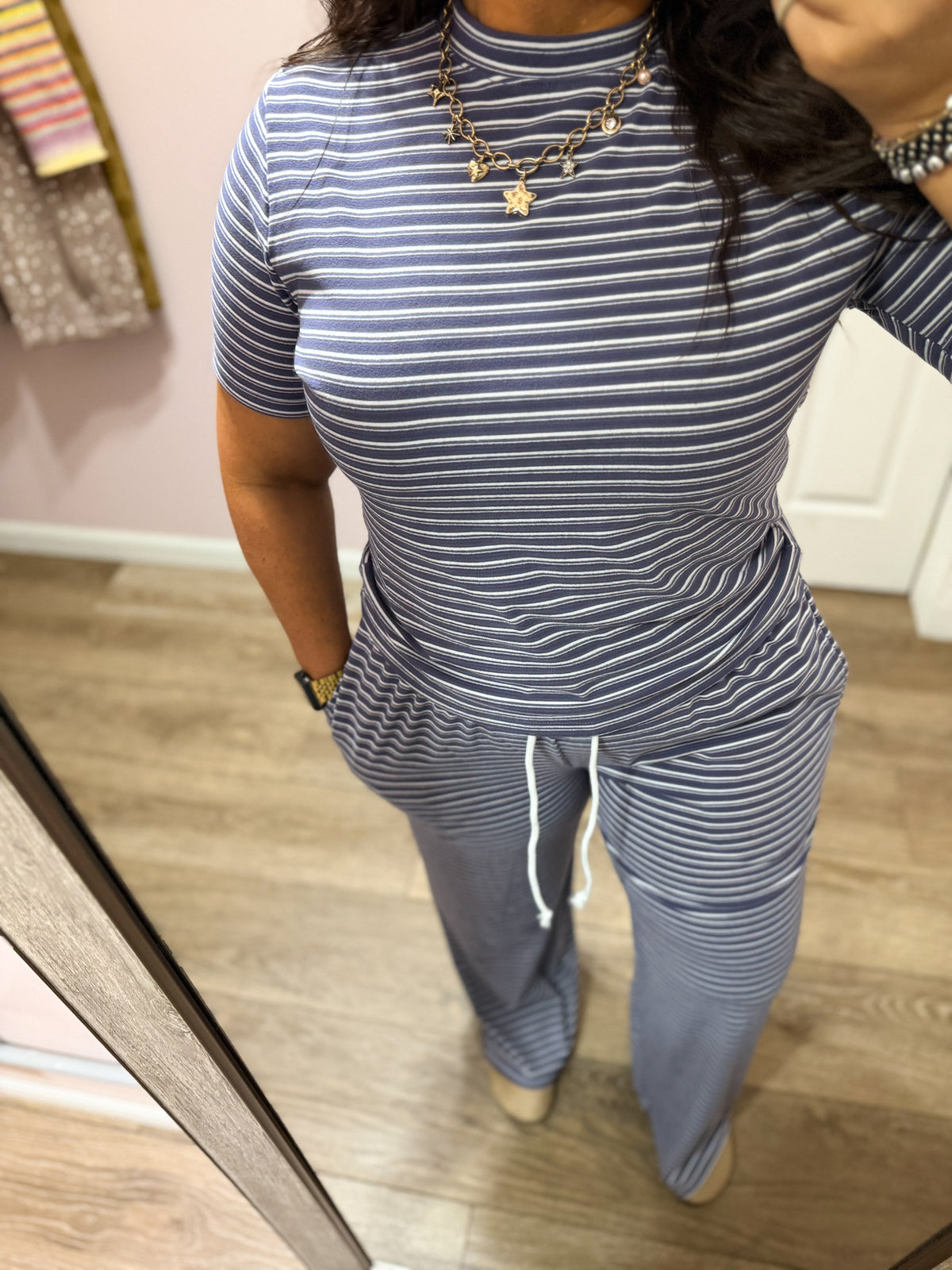 Easy Days Striped Lounge Set, Navy