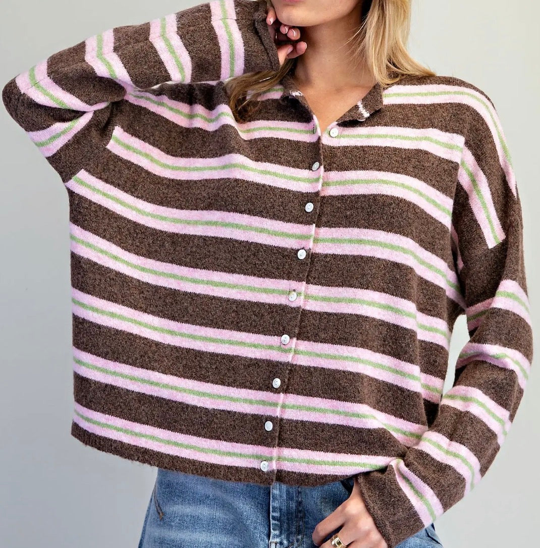 Moments Notice Striped Cardigan