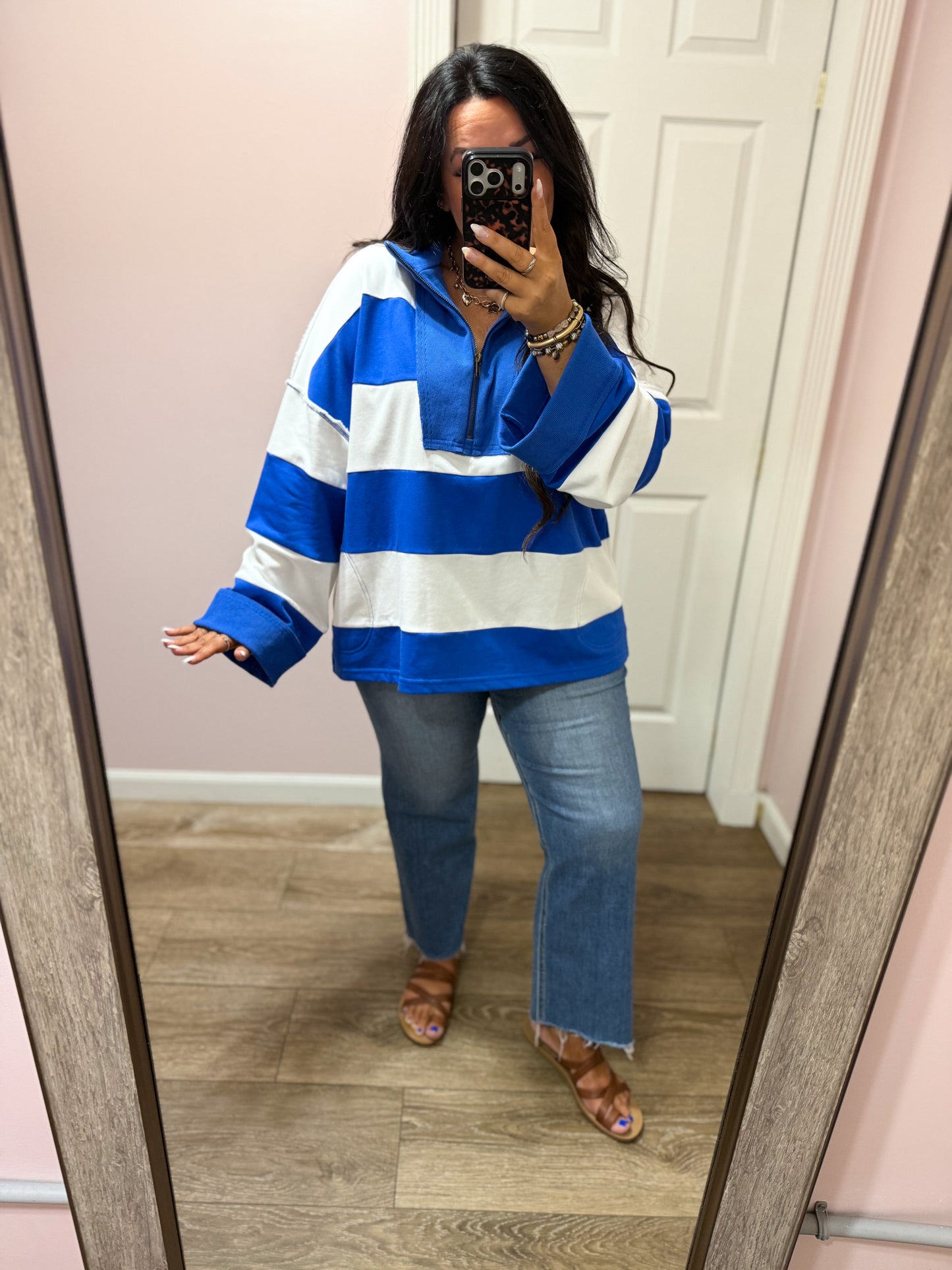 Varsity Stripe Quarter Zip Pullover