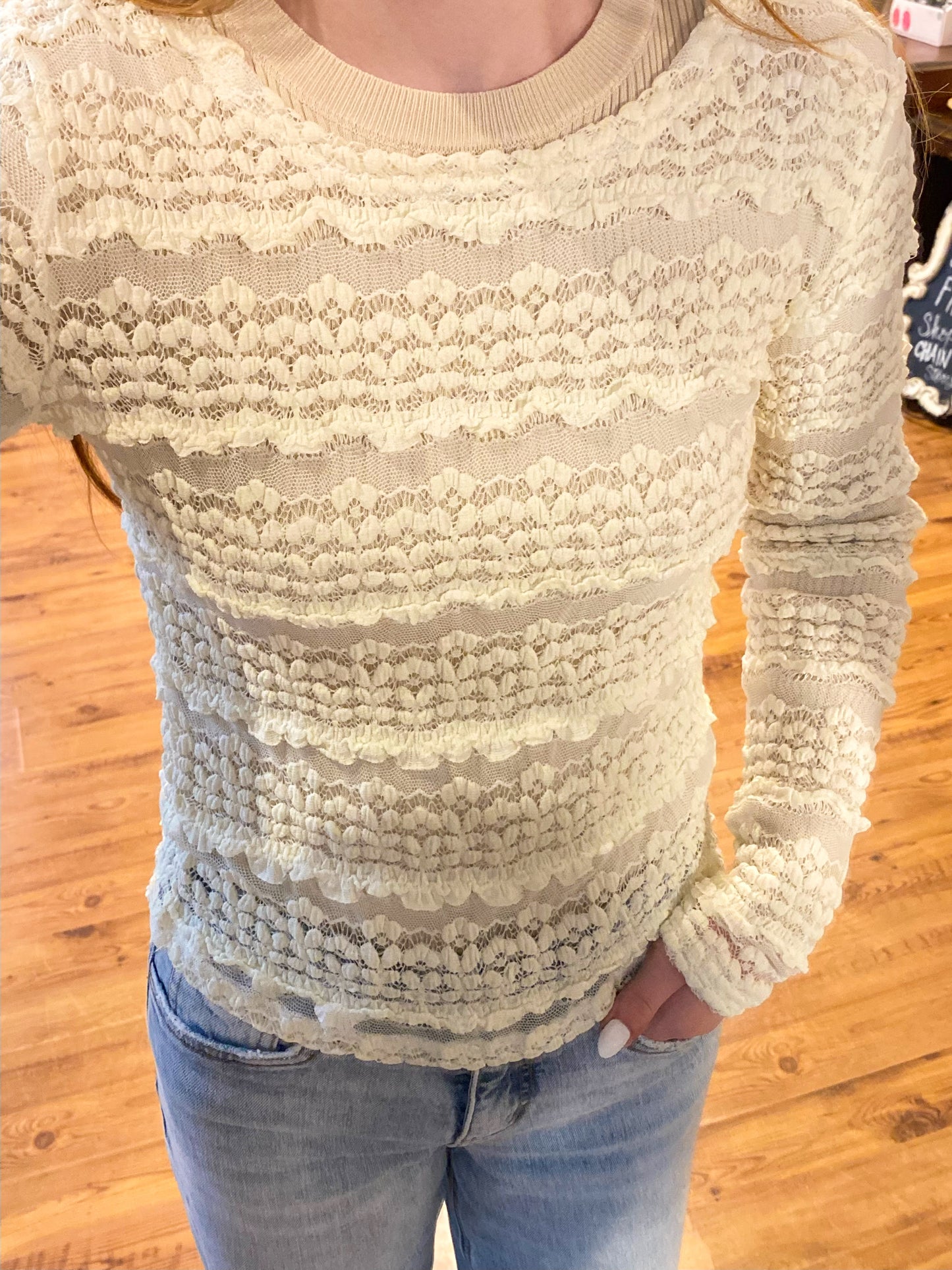 Ruffle Detail Lace Top