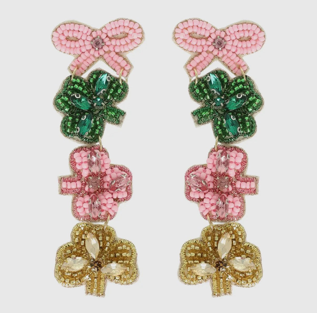 Shamrock & Bow Dangle Earrings