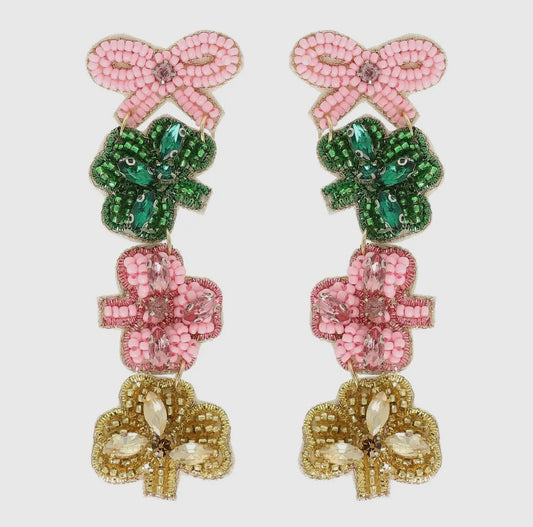 Shamrock & Bow Dangle Earrings