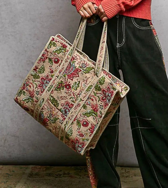 Quilted Boho Tote Bag