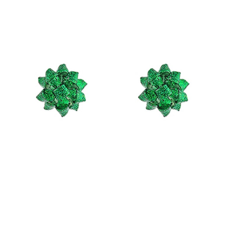 Gift Bow Glitter Studs