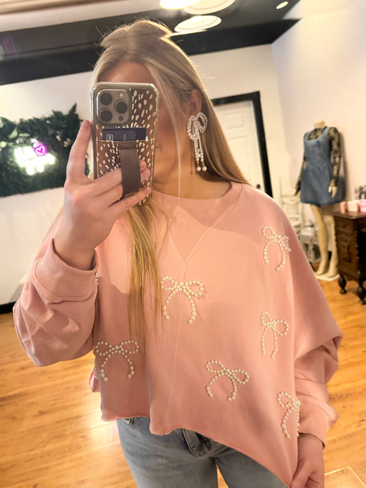 Day Off Pearl Bow Sweatshirt