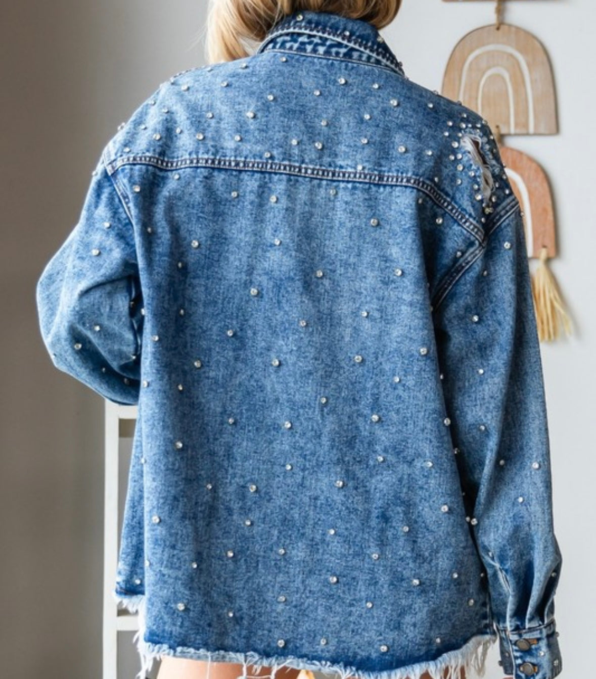 Broadway Girl Rhinestone Denim Shacket