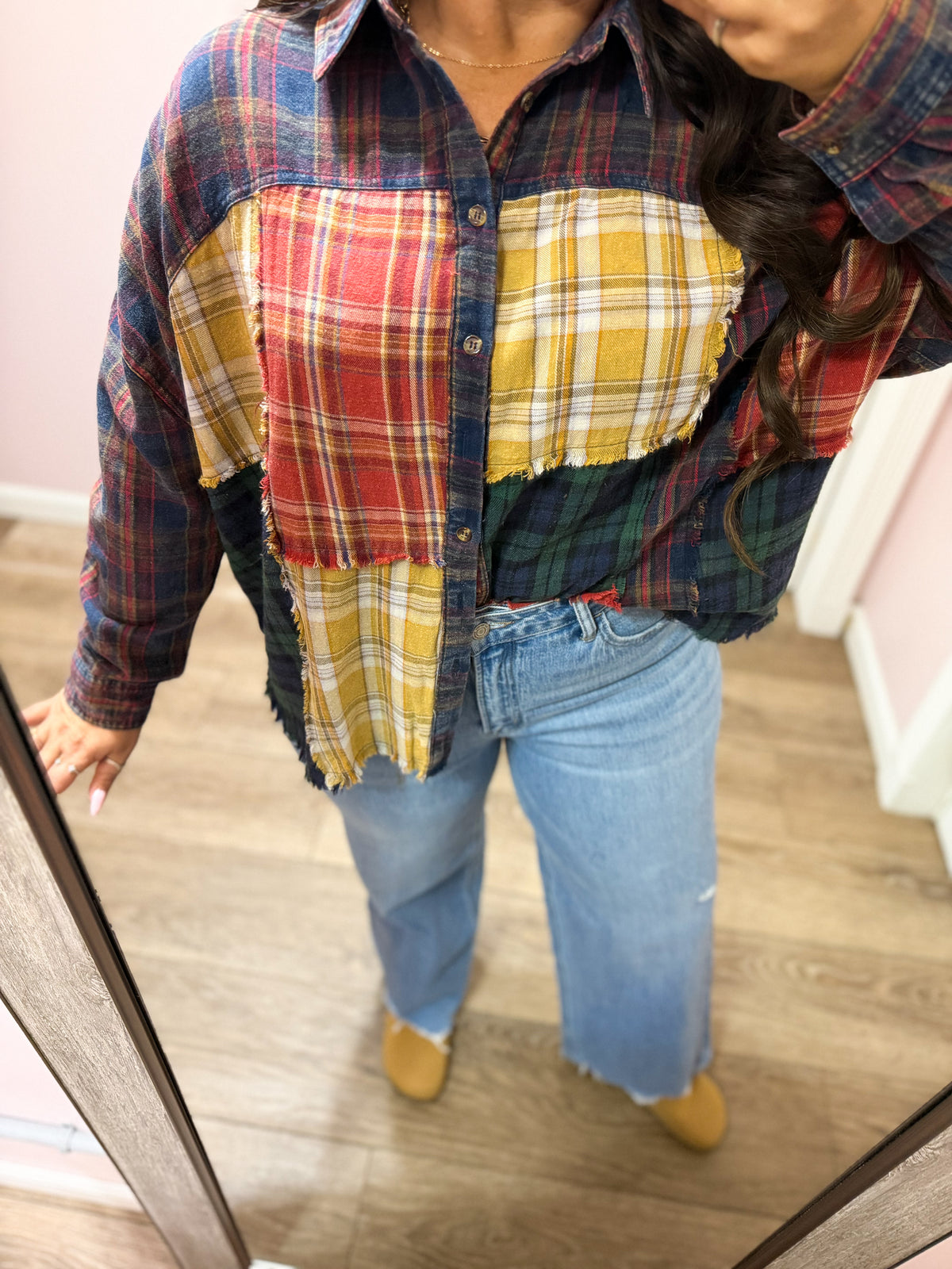 Plaid Patchwork Button Down