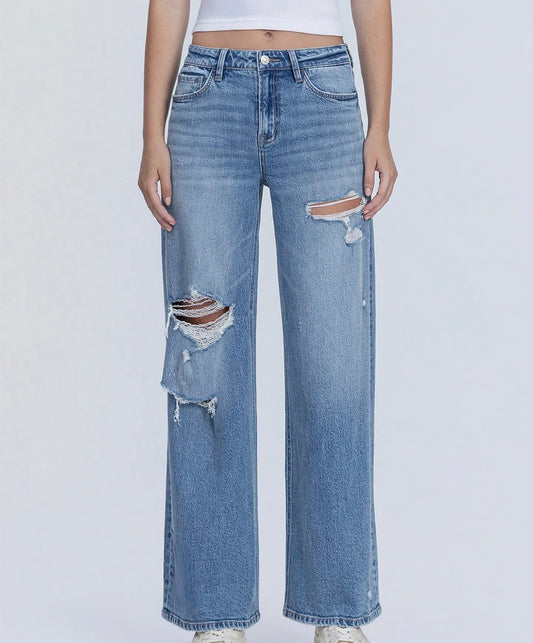 Eden Distressed Wide Leg Jeans