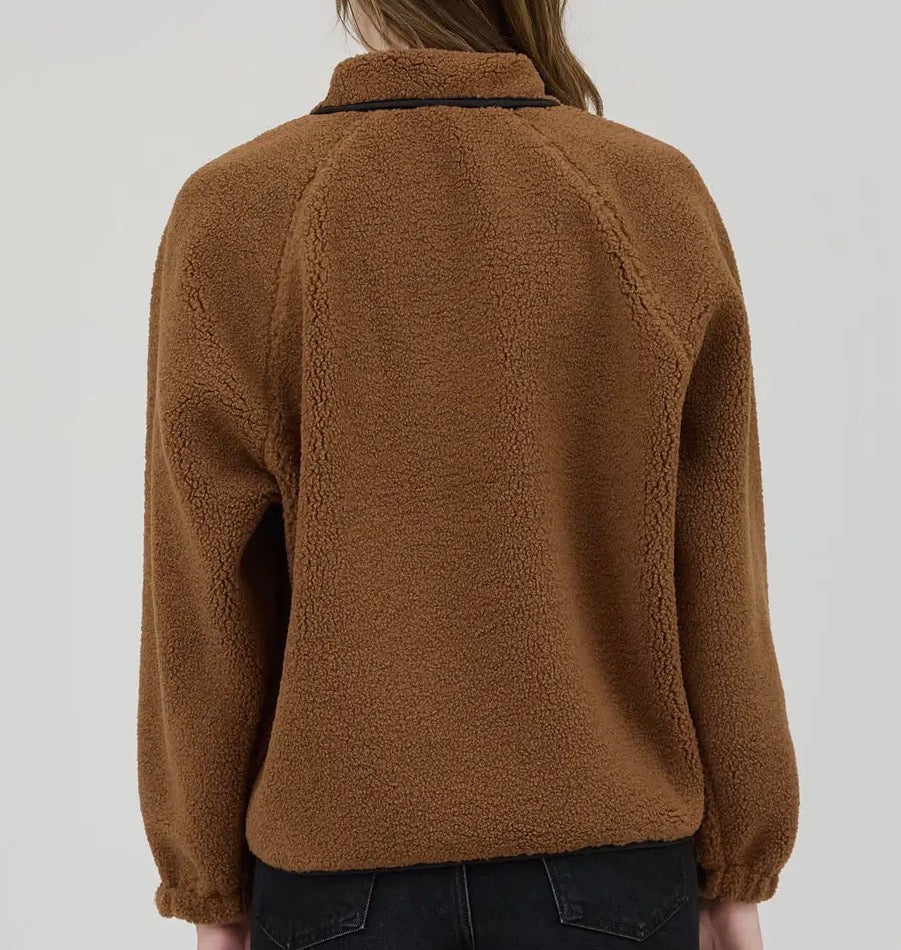 Colorblock Snap Button Fleece Jacket