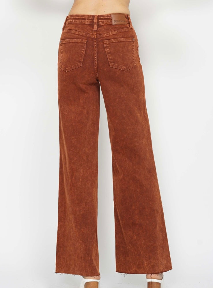 Garment Dyed Wide Leg Jeans