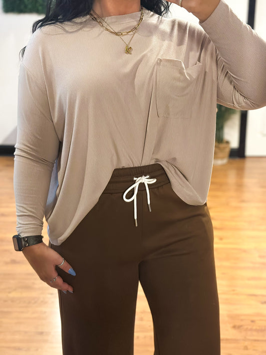 Layered Comfort Top, Beige