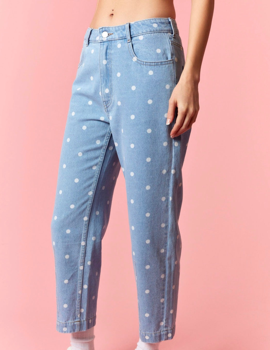 Playful Polka Dot Barrel Jeans