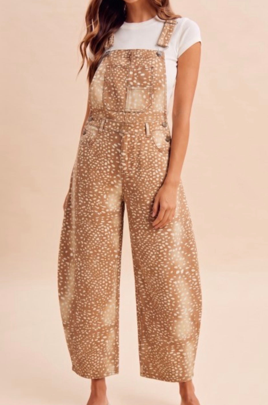 Deer Print Barrel Overall