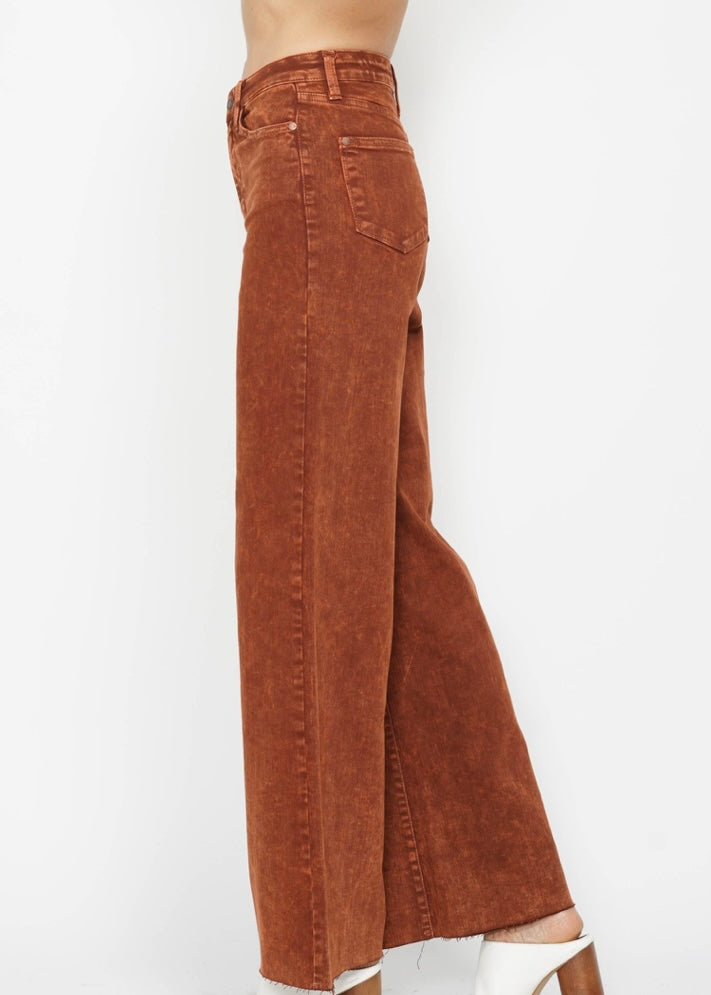 Garment Dyed Wide Leg Jeans