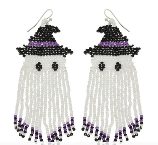 Beaded Fringe Ghost Earrings