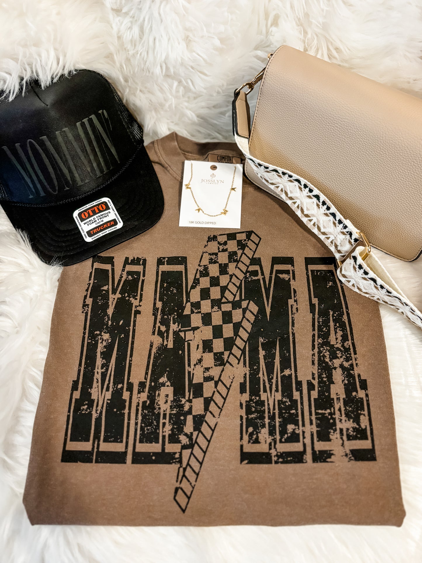 Checkered Bolt Mama Tee