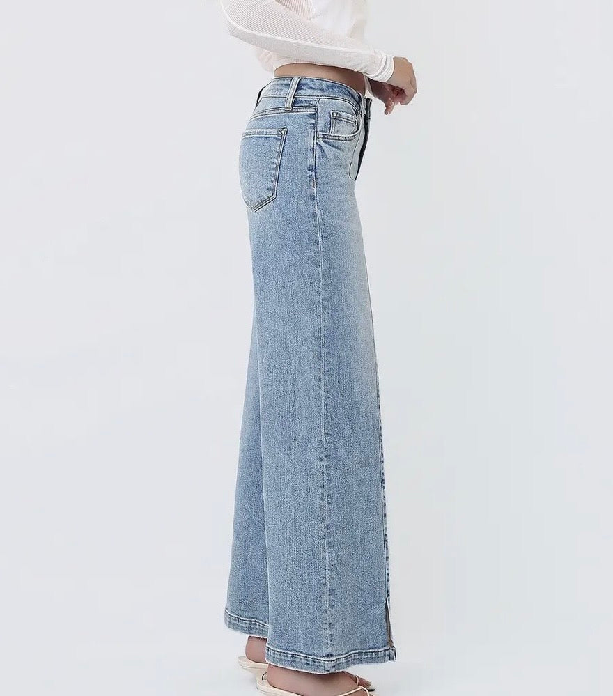 Olivia Mid Rise Wide Leg Jeans