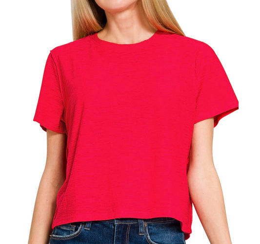 Carefree Slub Tee, Ruby