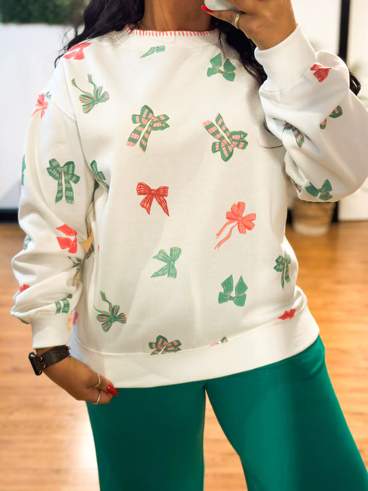 All Over Bow Print Pullover