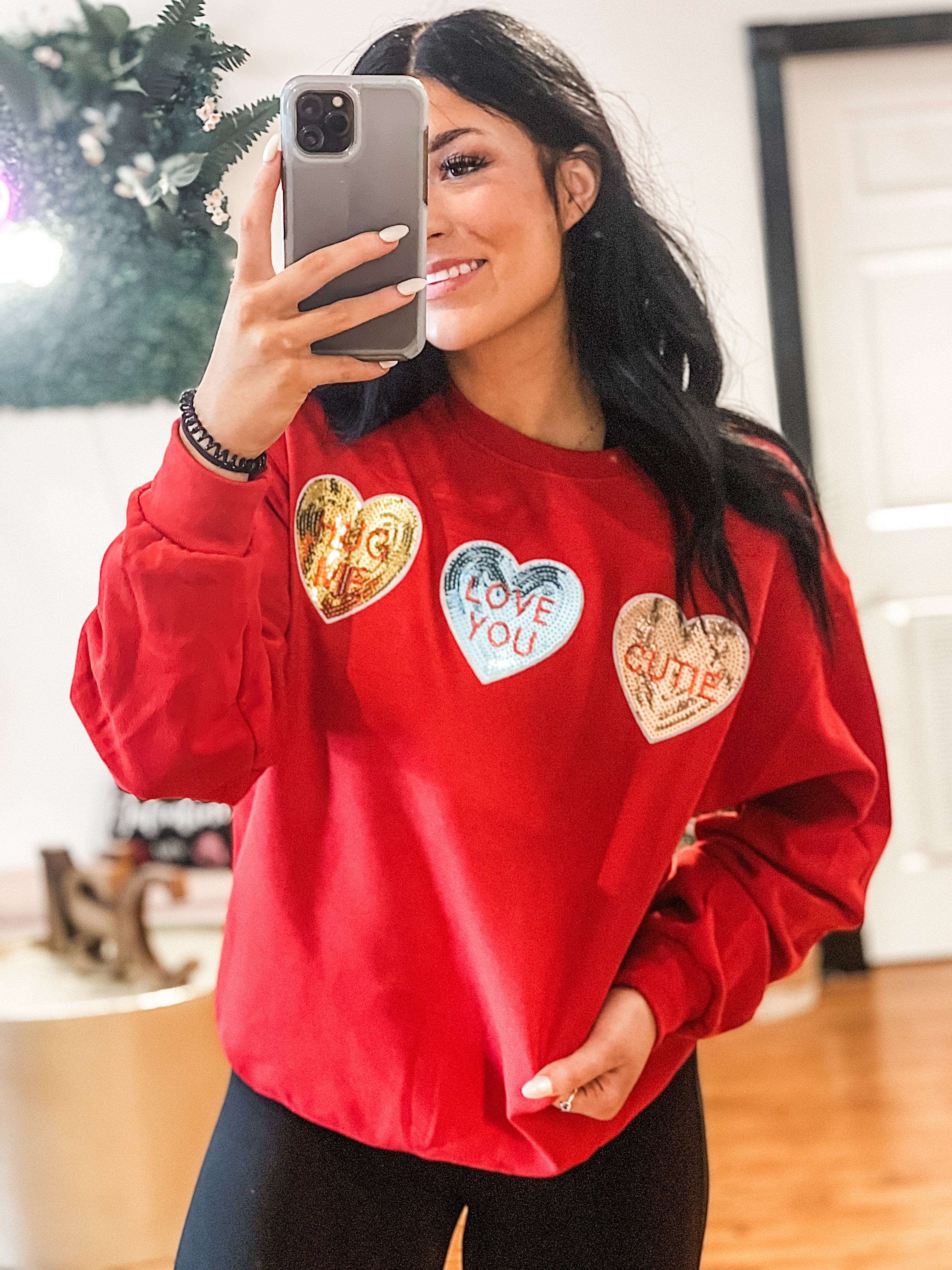 Sequin 2024 heart sweatshirt