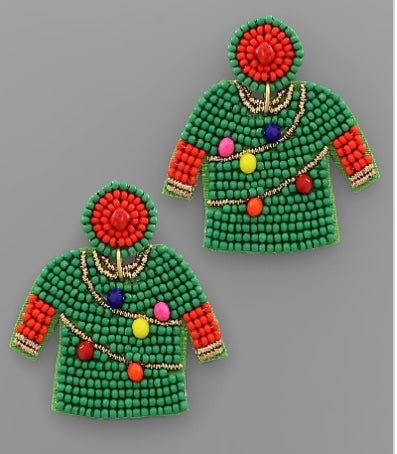 Green Ugly Sweater Earrings