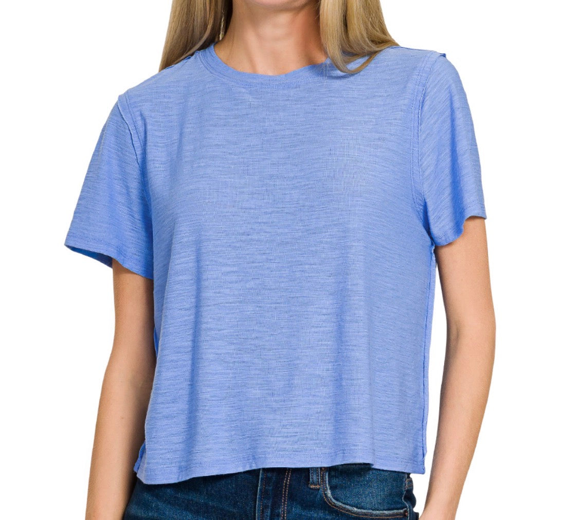 Carefree Slub Tee, Blue