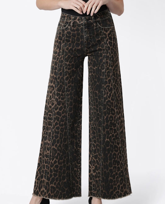 Zane Leopard Wide Leg Jeans