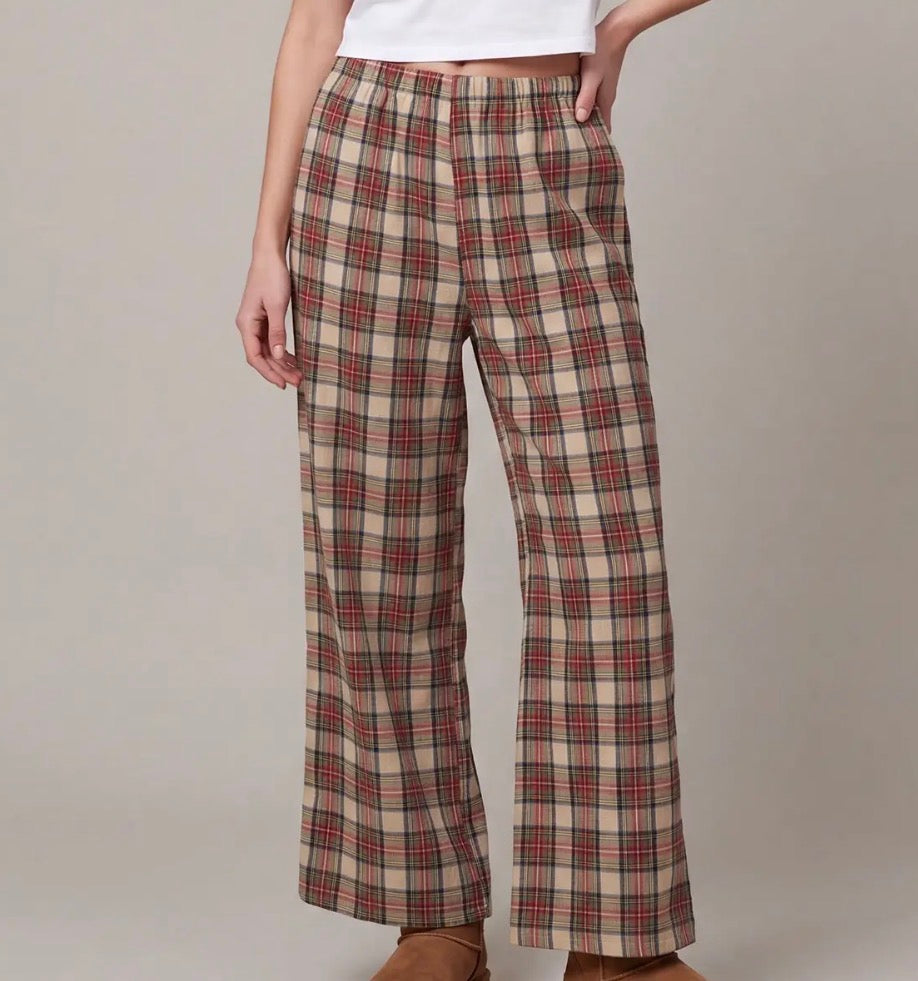 Woven Plaid Pants
