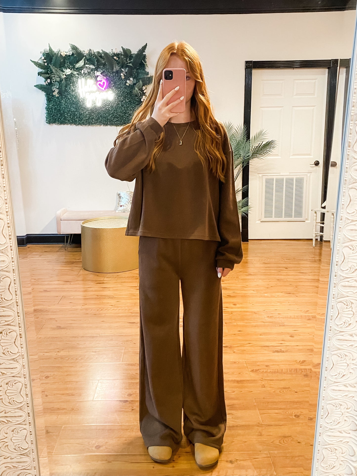 Kade Ribbed Two Piece Set, Brown