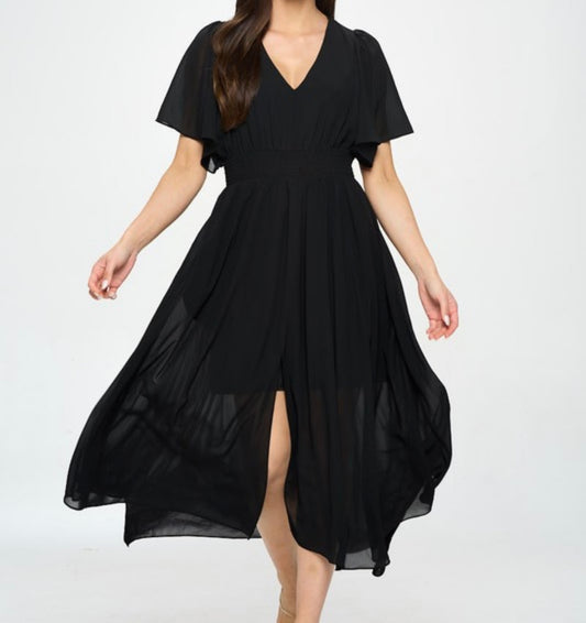 Front Slit High-Low Maxi Dress