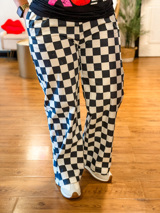 Checkered Boxer Pants, Black