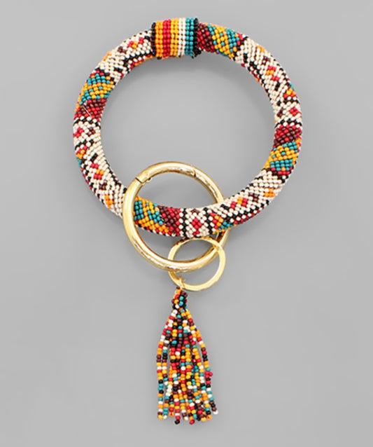 Pattern Beaded Keychain Bracelet