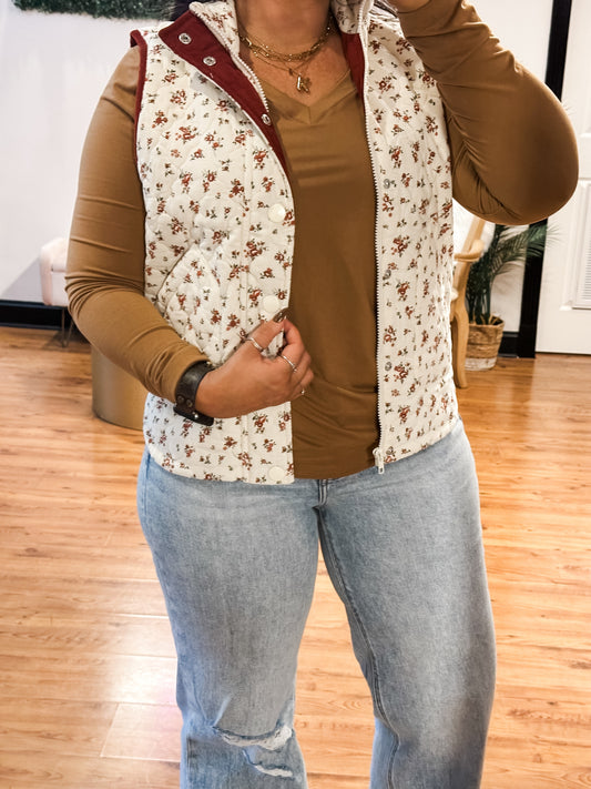 Floral Quilted Vest