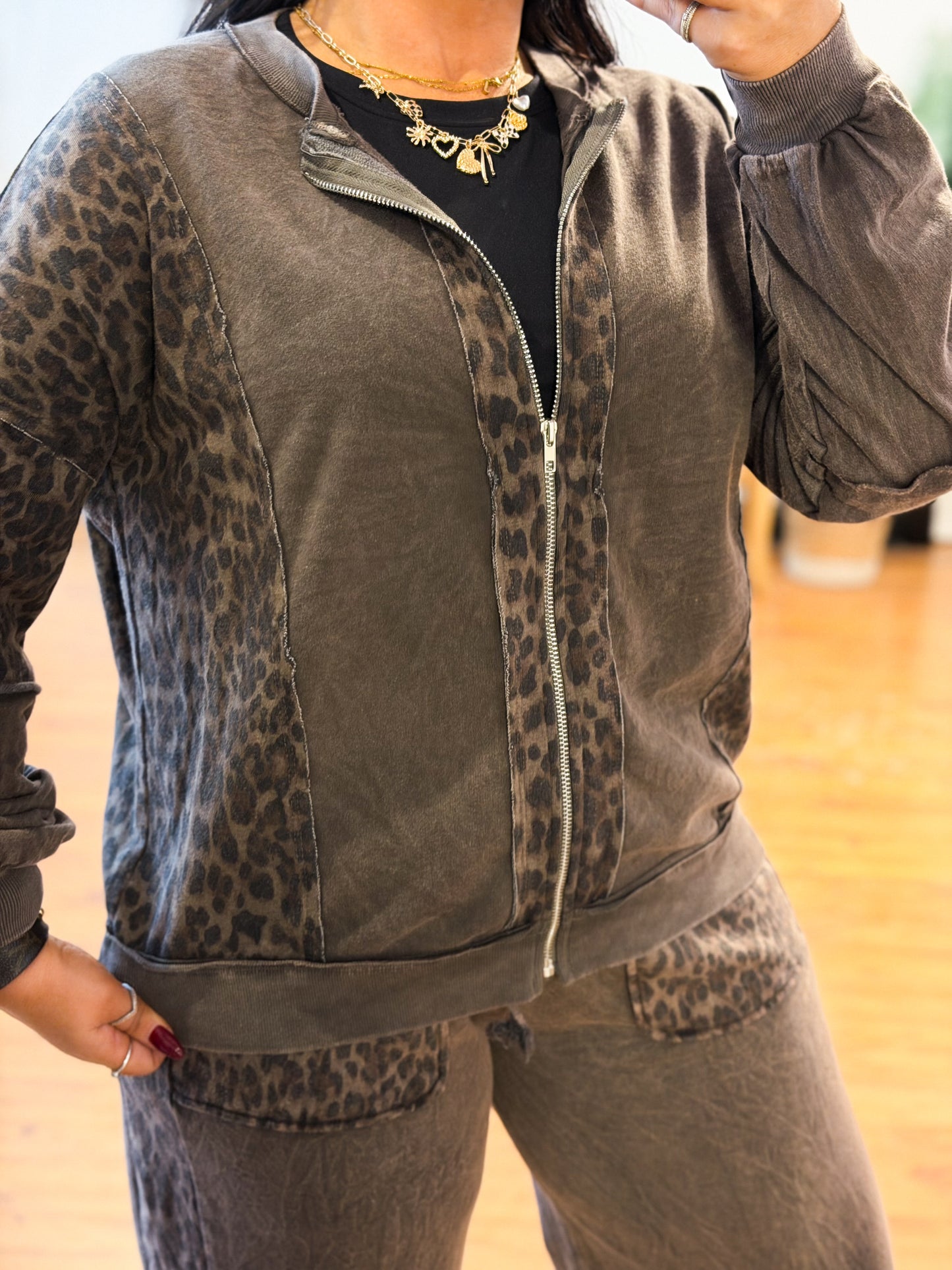 Kori Leopard Color Block Jacket