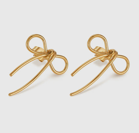18K Tarnish Free Bow Earrings