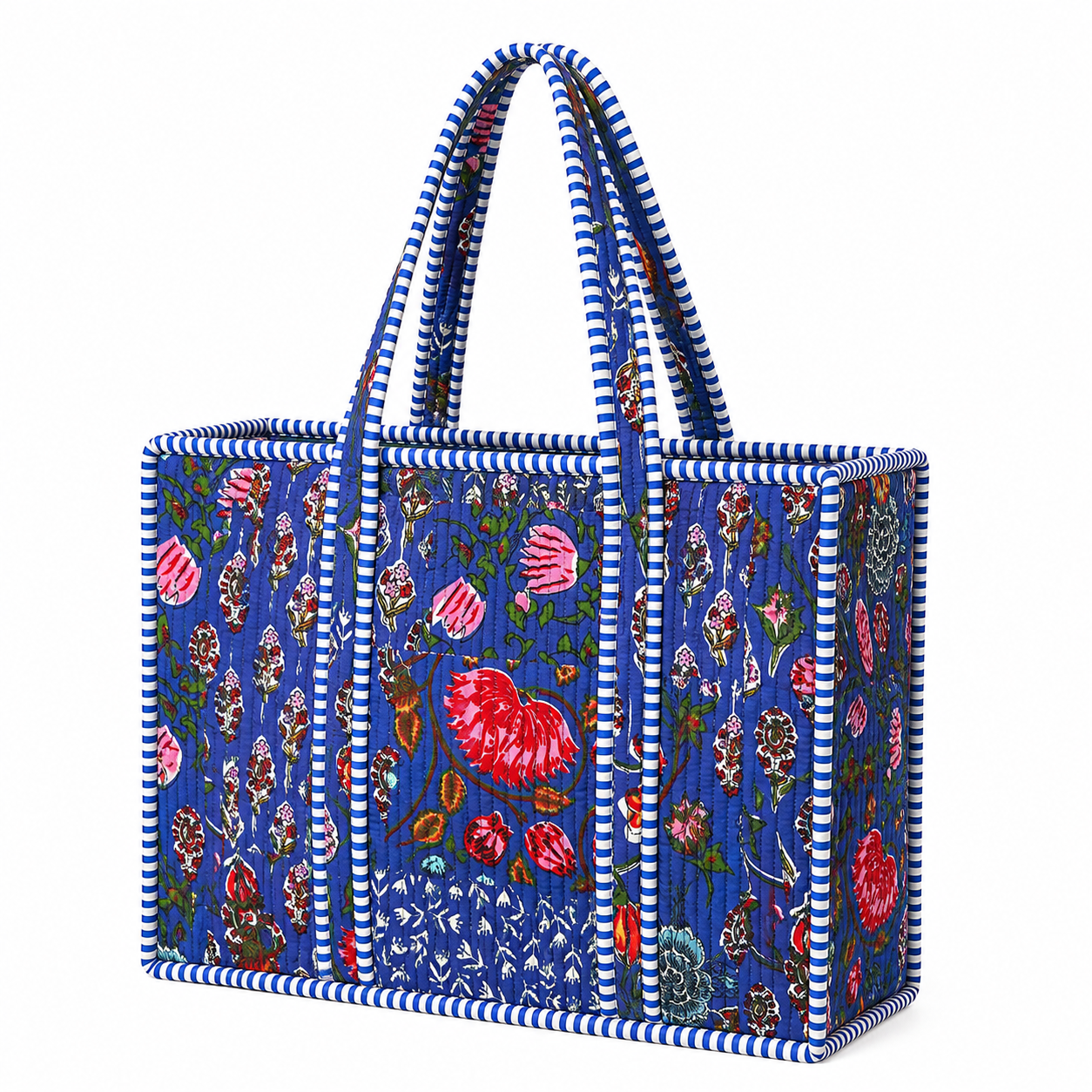 Blue Quilted Tote Bag
