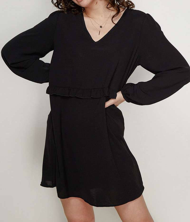 Ruffled Waistline Tie Back Dress