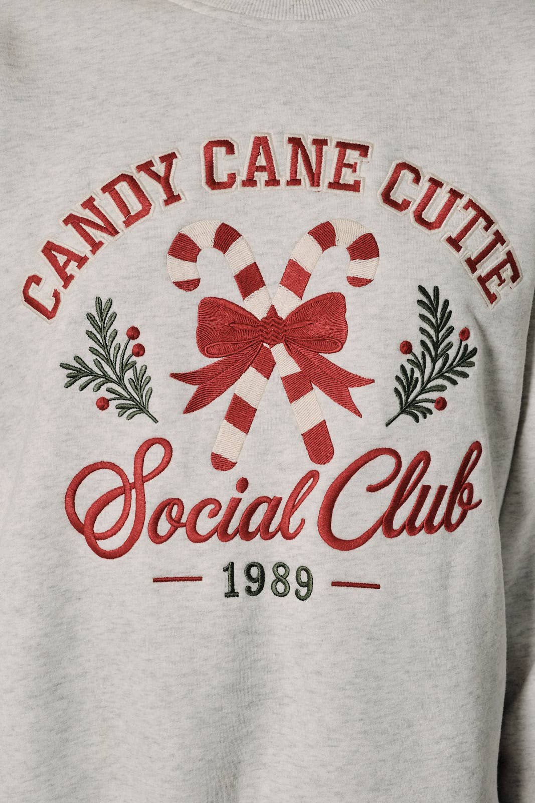 Candy Cane Cutie Embroidered Sweatshirt
