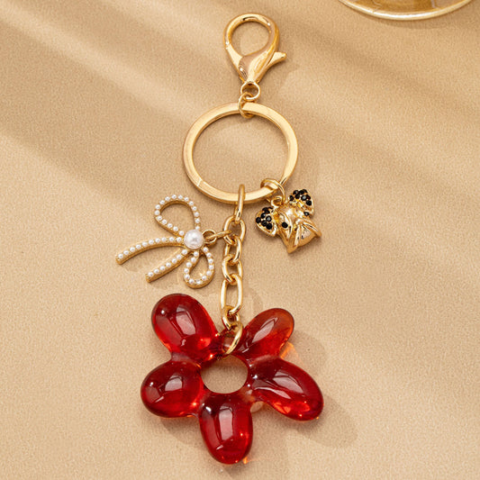 Bag Charm Key Chain-Flower/Bow Dog