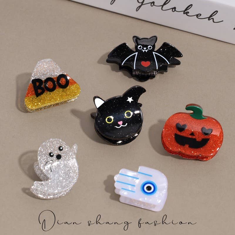HALLOWEEN PUMPKIN GHOST SET OF 4 HAIR CLAW CLIPS