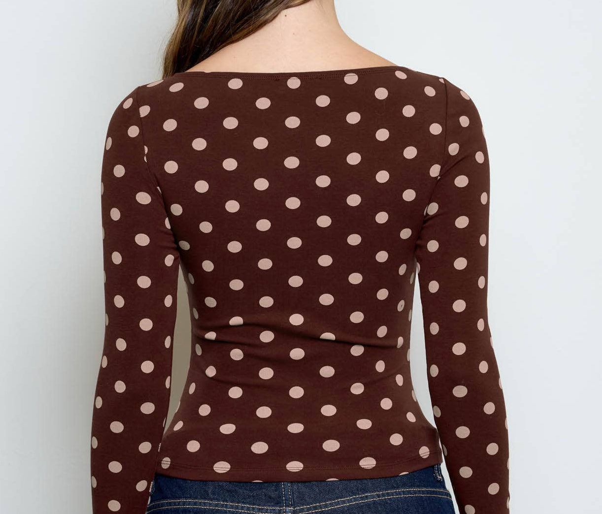 Maple Lane Polka Dot Knit Top