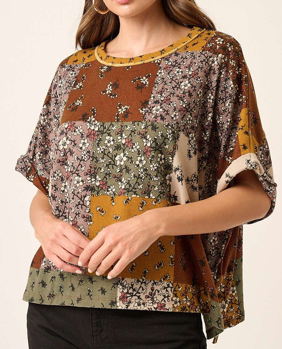 Patch Print Knit Top