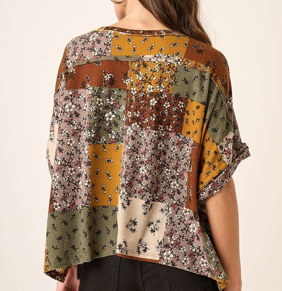 Patch Print Knit Top