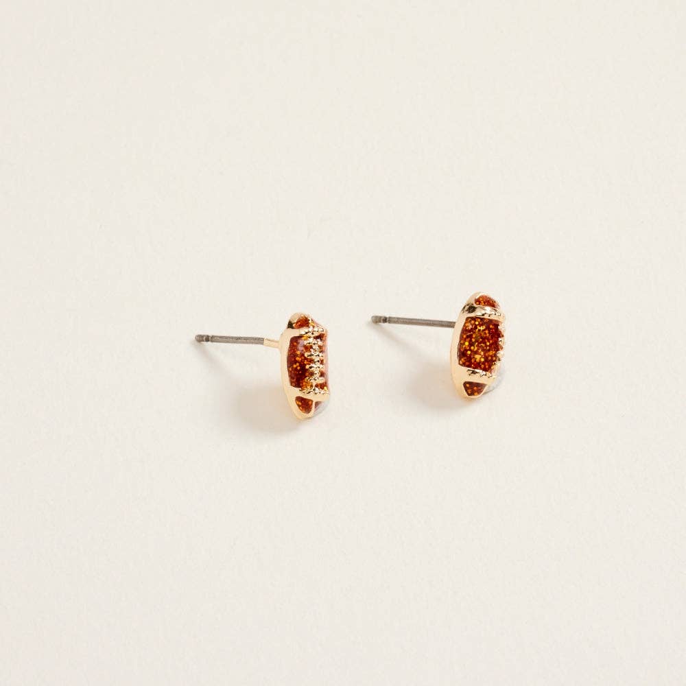 0.3 Inch Enamel Glitter Football Game Day Post Earrings