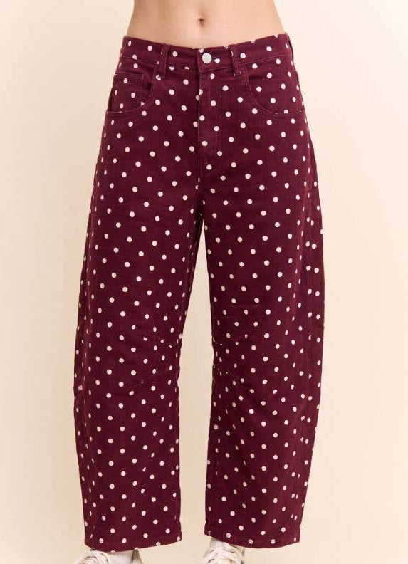 Dot to Dot Polka Dot Barrel Pants