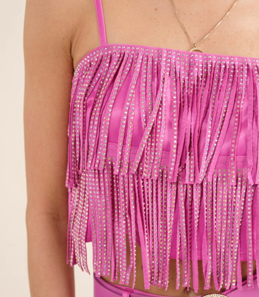 Studded Tiered Fringe Cami